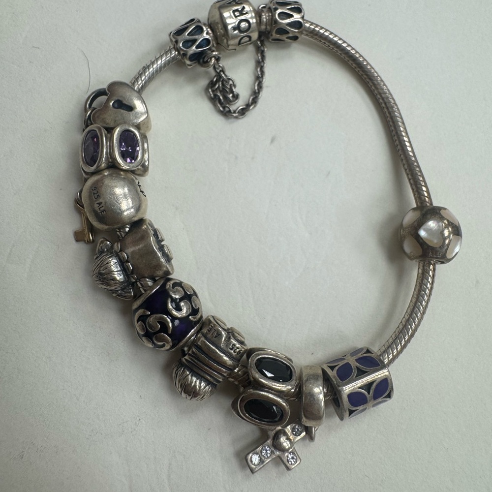Authentic Vintage Sterling Silver PANDORA Charm Bracelet 6.5" Wrist 52.2g - Picture 3 of 16